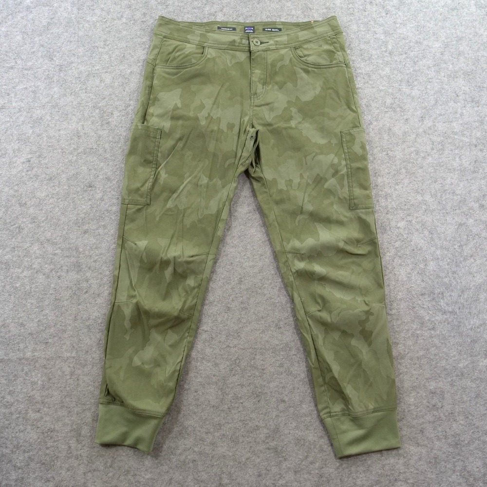 Prana Jogger Pants Womens 10 Green Camo Cargo Stretch Outdoor Hiking Gorpcore